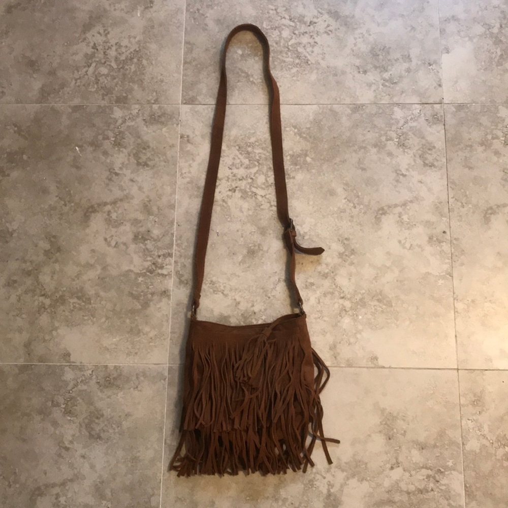 Boho faux suede cross body bag